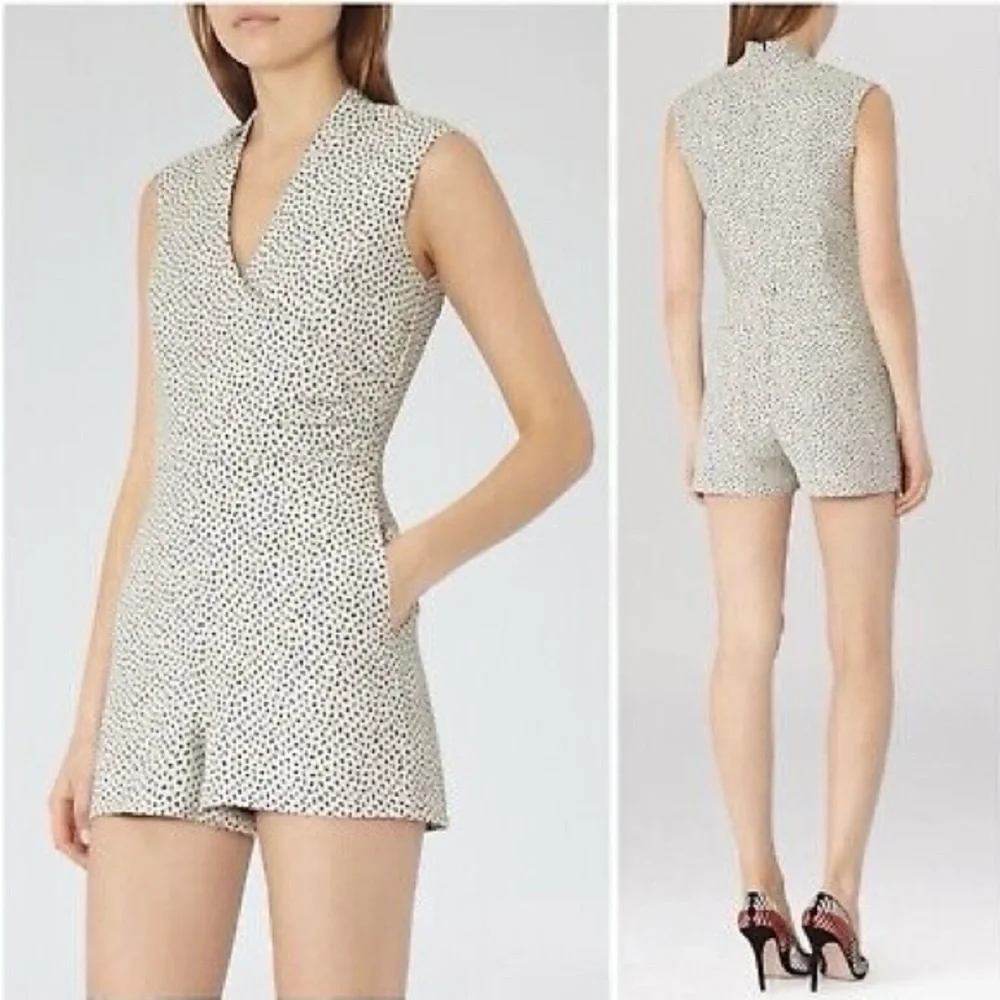 REISS Jeanette jacquard romper - Picture 3 of 8